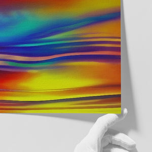 Close-up of Sante – limited edition abstract art print by INKIS, showing depth of colour on archival textured Hahnemühle Museum Etching paper, sold unframed by Tonomi