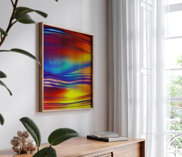 Sante – limited edition abstract art print by INKIS, shown framed as wall art in a modern interior for styling inspiration, sold unframed by Tonomi