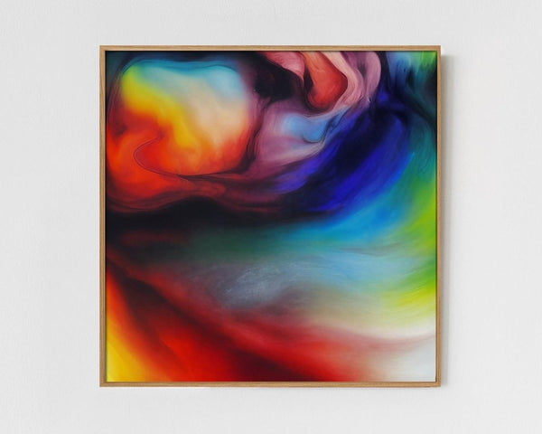 Simmer - Limited Edition Abstract Print by INKIS, shown framed as a colourful minimalist wall art piece for modern interiors, sold unframed by Tonomi