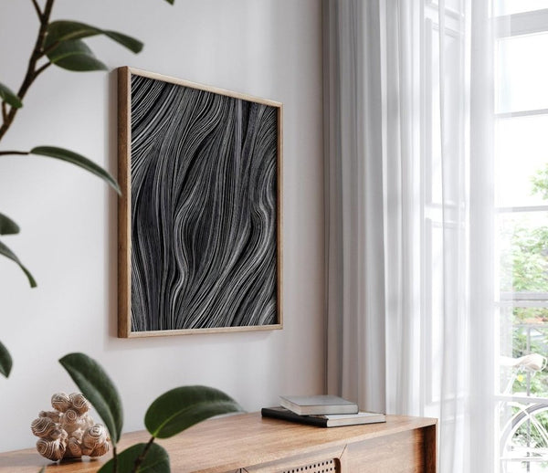 Soir – limited edition abstract art print by INKIS, shown framed as wall art in a modern interior for styling inspiration, sold unframed by Tonomi