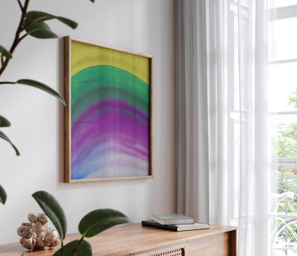 Spectrum – limited edition abstract art print by INKIS, shown framed as wall art in a modern interior for styling inspiration, sold unframed by Tonomi
