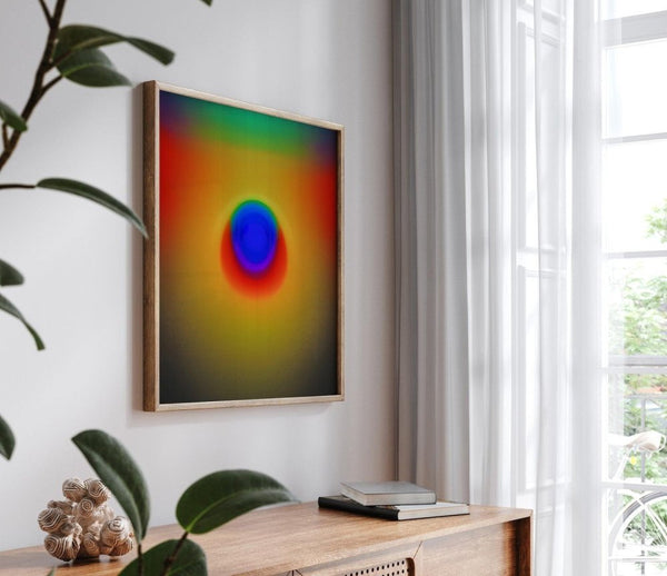 Stimuli – limited edition abstract art print by INKIS, shown framed as wall art in a modern interior for styling inspiration, sold unframed by Tonomi