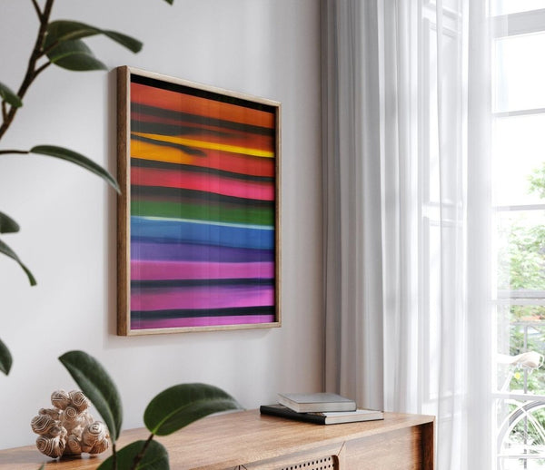 Stipa – limited edition abstract art print by INKIS, shown framed as wall art in a modern interior for styling inspiration, sold unframed by Tonomi