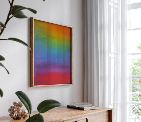 Summer – limited edition abstract art print by INKIS, shown framed as wall art in a modern interior for styling inspiration, sold unframed by Tonomi