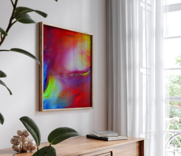 Surge – limited edition abstract art print by INKIS, shown framed as wall art in a modern interior for styling inspiration, sold unframed by Tonomi