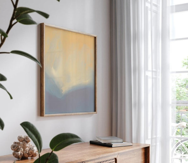 Swathe – limited edition abstract art print by INKIS, shown framed as wall art in a modern interior for styling inspiration, sold unframed by Tonomi