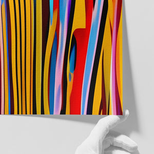 Close-up of Sync limited-edition art print by INKIS, showing depth of colour on archival textured Hahnemühle Museum Etching paper, sold unframed by Tonomi