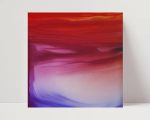 Close-up of the 'Sakura' abstract art print showcasing the wave details in red, blue hues, and purple